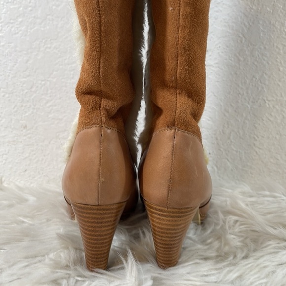 Very Volatile Andee Leather Upper Faux Fleece Lining Trim Beige Boots Size 7 - Picture 6 of 16